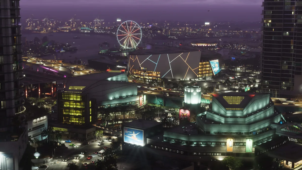 Vice City de noche, ambientación de Grand Theft Auto VI
