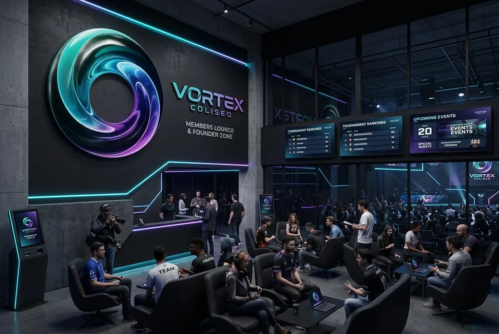 Render conceptual del salón de miembros fundadores de VORTEX Coliseo