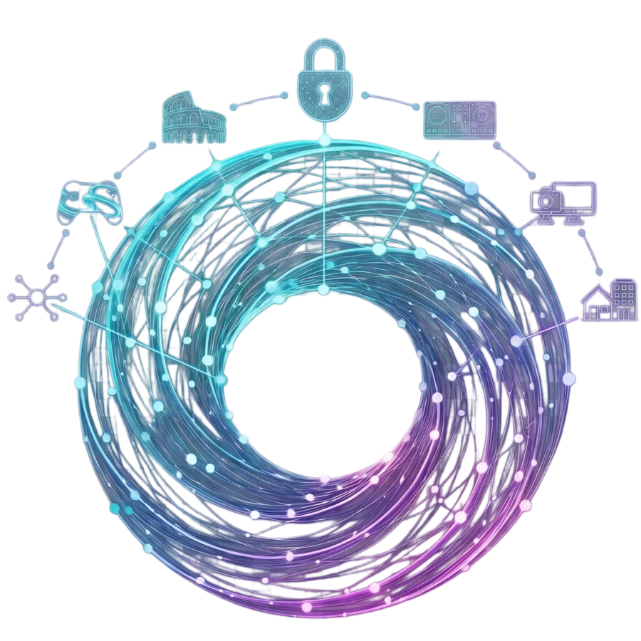 Logo VORTEX Soluciones Digitales — anillo con los pilares del ecosistema